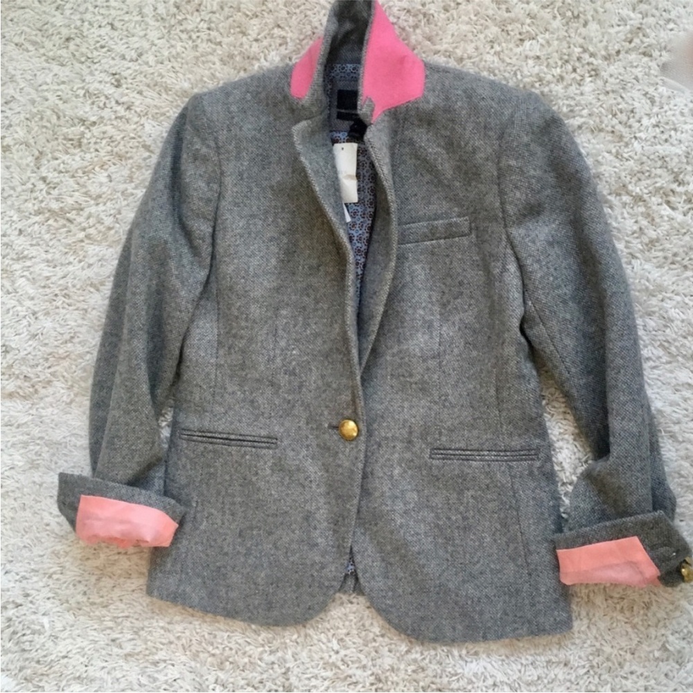 NWT! J.Crew Campbell Grey Blazer Jacket in Donegal Wool 6